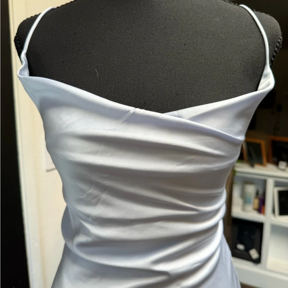 Baby boo Satin Slip Dress in Light Blue - Picture 2 of 4